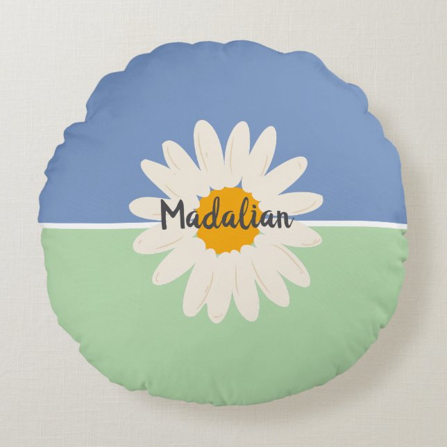Custom summer colourful two tones background girly round pillow (Front)