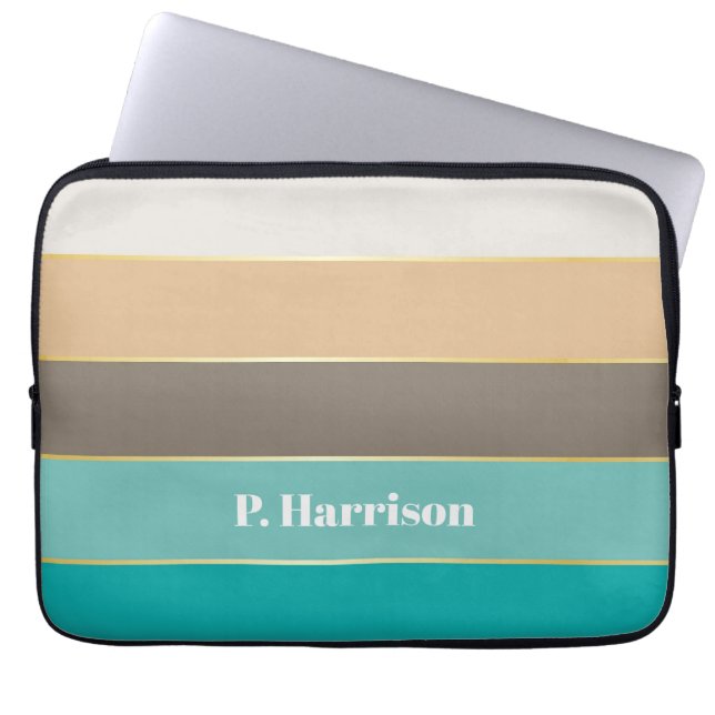 Custom Summer Colours Colour Block Stripes Laptop Sleeve (Front)