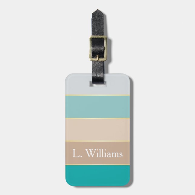 Custom Summer Colours Colour Block Stripes Luggage Tag (Front Vertical)