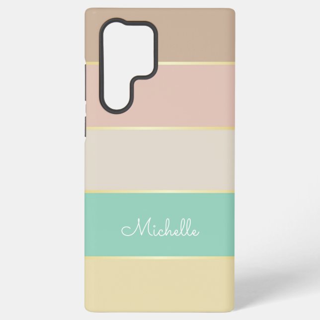 Custom Summer Colours Colour Block Stripes Samsung Galaxy S22 Ultra Case (Back)