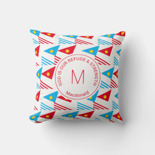 Custom Summer Ethnic Geometric Triangles Monogram Throw Pillow