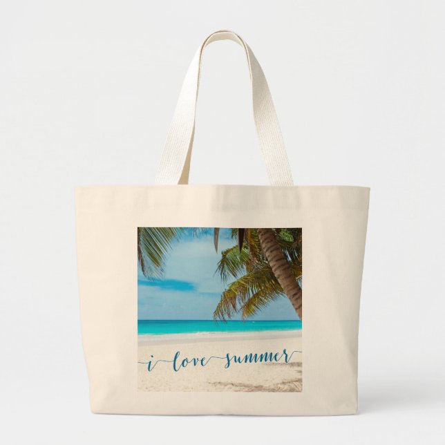 Custom Summer Large Beach Bags I Love Summer (Front)