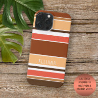 Custom Summer Orange Coral Peach Red Brown Stripes