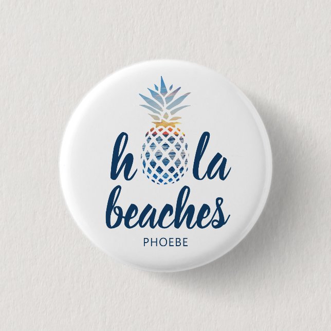 Custom Summer Pineapple Seaside Vacation 1 Inch Round Button (Front)