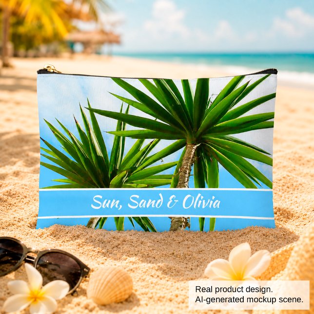 Custom Summer Vacation Cosmetic Bag with Name (Creator Uploaded)