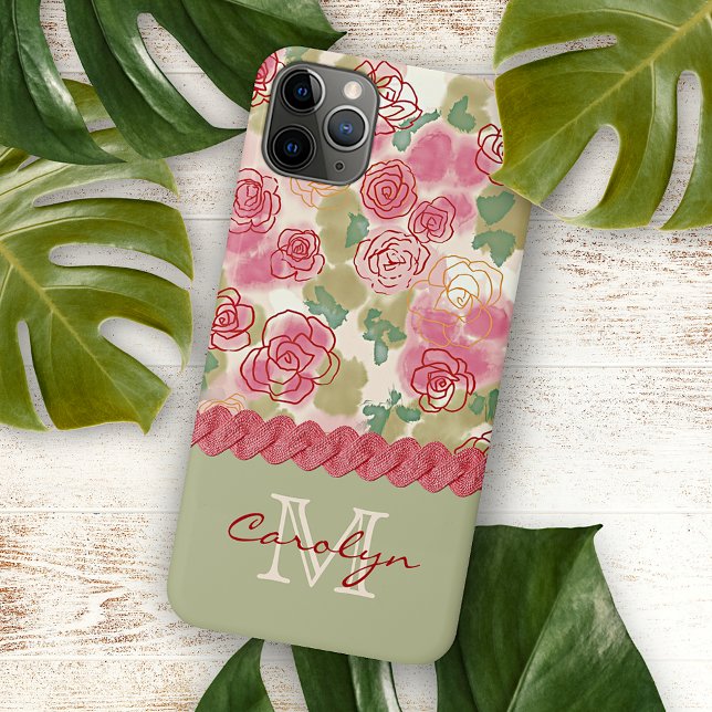 Custom Summer Watercolor Rose Flowers Art Pattern iPhone Case (Creator Uploaded)