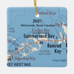 Custom Summerland Key Florida Map Ceramic Ornament