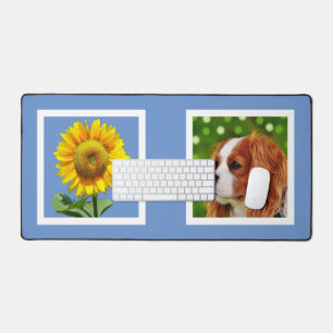 Custom Sunflower and Cavalier Spaniel Dog Photo Desk Mat