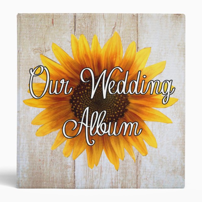 Custom Sunflower Country Wedding Photo Album Binder (Front)