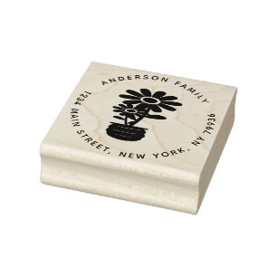 Custom Sunflower, Create Your Own Family Name Rubber Stamp