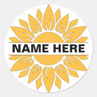 Custom Sunflower Monogram Classic Round Sticker