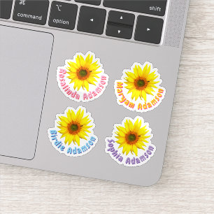 Custom Sunflower Name Stickers (Water Resistant) 