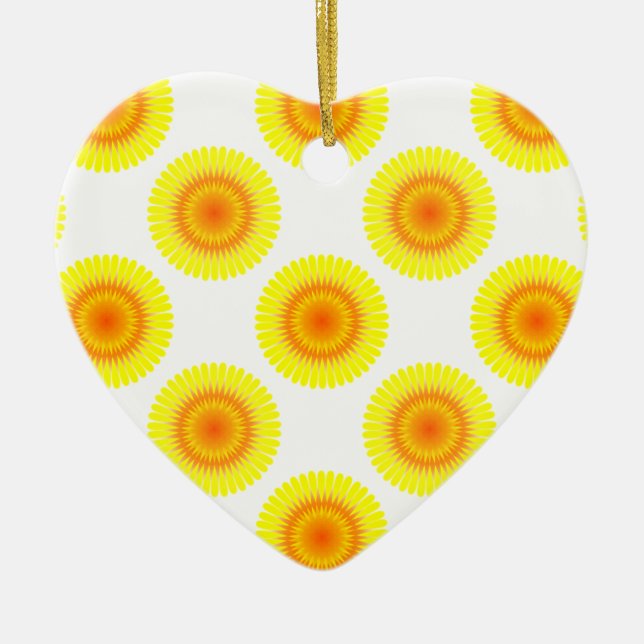 Custom Sunflower Pattern Ceramic Ornament (Front)