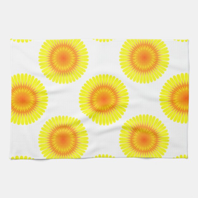 Custom Sunflower Pattern Kitchen Towel (Horizontal)
