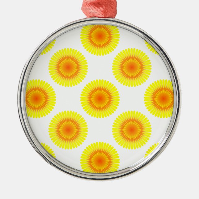 Custom Sunflower Pattern Metal Ornament (Front)
