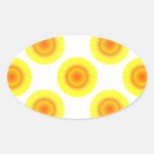 Custom Sunflower Pattern Oval Sticker