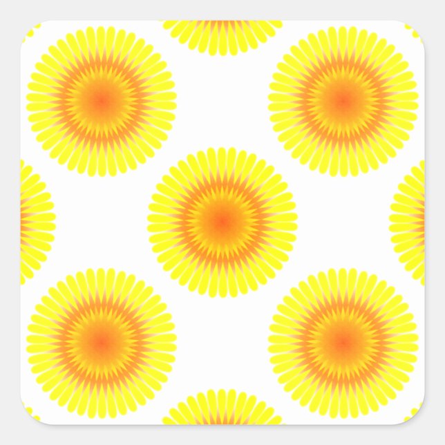 Custom Sunflower Pattern Square Sticker (Front)