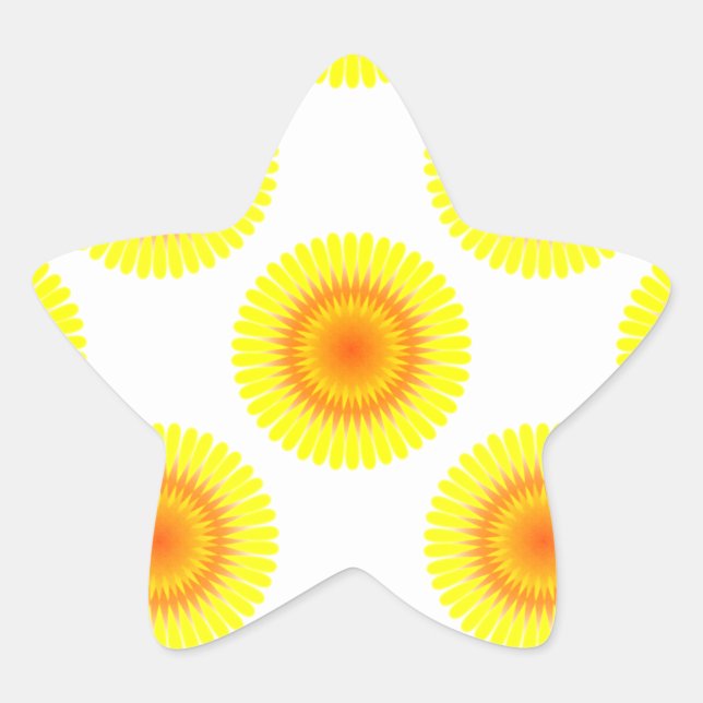 Custom Sunflower Pattern Star Sticker (Front)