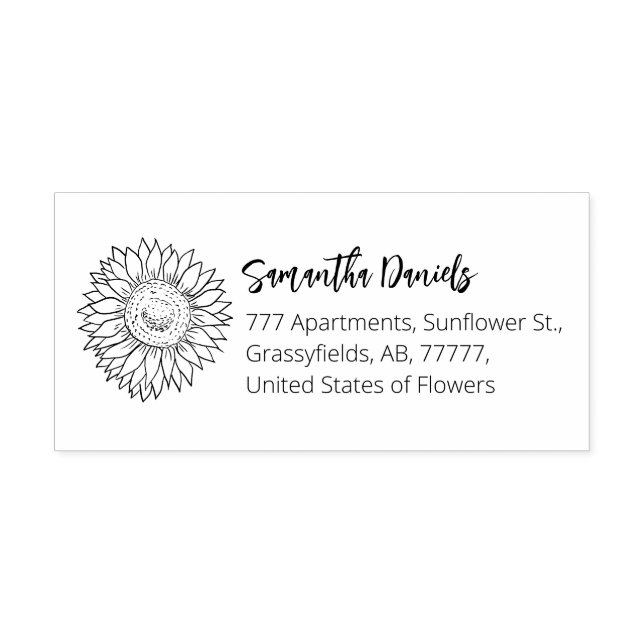 Custom Sunflower Return Address Rubber Stamp (Imprint)