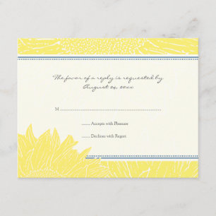 ::custom: Sunflower RSVP Card: Navy & Yellow Card