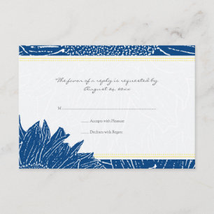 ::custom: Sunflower RSVP Card: Yellow & Nav Card