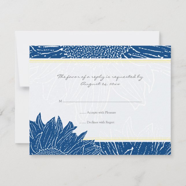 ::custom: Sunflower RSVP Card: Yellow & Navy Card (Front)