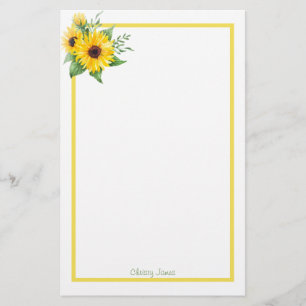 Custom Sunflower Stationery Paper