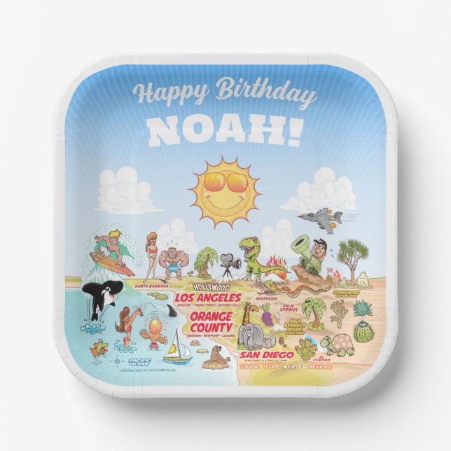 Custom Sunny SoCal Paper Plate (Front)
