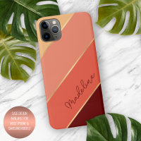 Custom Sunny Summer Dark Red Coral Orange Stripes