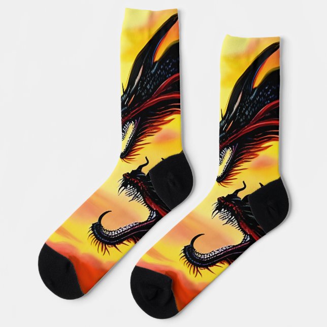 Custom Sunrise of Dragons Crew Socks (Left)