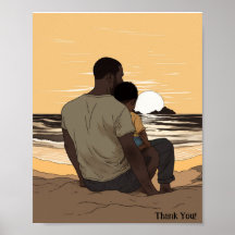 Custom Sunset by The Beach Father and Child Poster