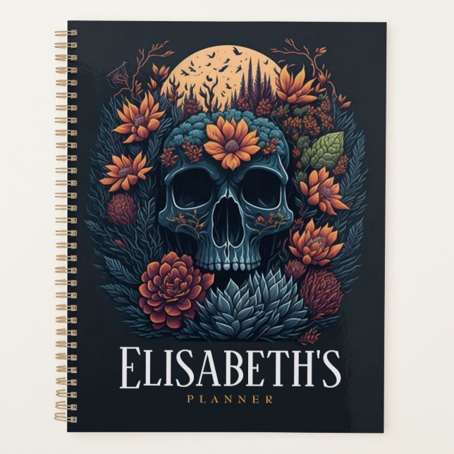 Custom Sunset Flower cactus desert Skull Planner (Front)
