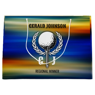 Custom Sunset Golf Monogram Design Large Gift Bag