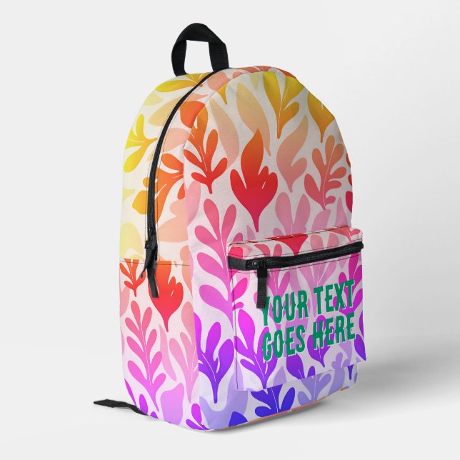 custom sunset leaf ombre colourful your text here printed backpack (Back Corner Left)