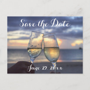 Custom Sunset On The Beach Save The Dates Announcement Postcard