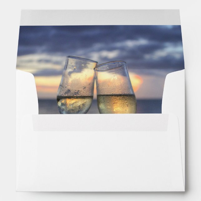 Custom Sunset On The Beach Wedding Envelopes (Back (Bottom))