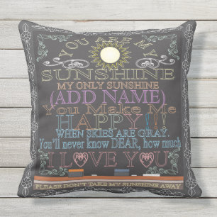 Custom Sunshine Vintage Chalkboard Artwork Throw Pillow