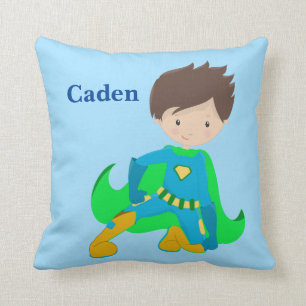 Custom Superhero Blue Throw Pillow