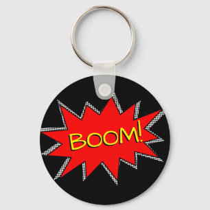 Custom Superhero Bomb Boom Sound Effect Template Keychain