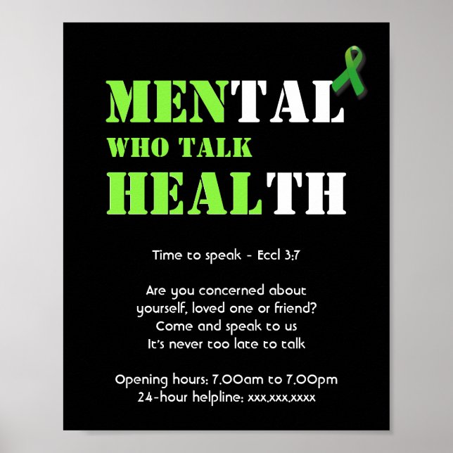 Custom Support MEN WHO TALK HEAL Mental Health Poster (Front)