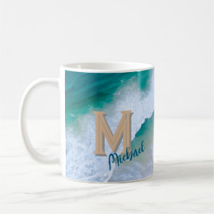 Custom Surf Wave Monogram Mug – Ocean Lover Gift
