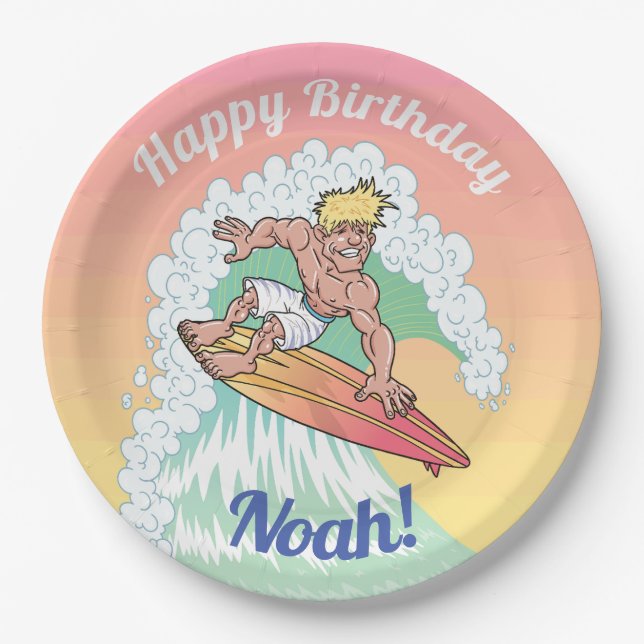 Custom Surfer Dude Paper Plate (Front)