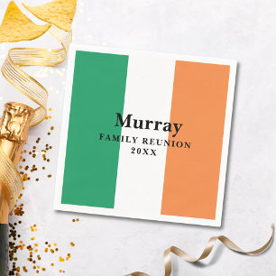 Custom Surname Irish Family Reunion Paper Plate Napkin