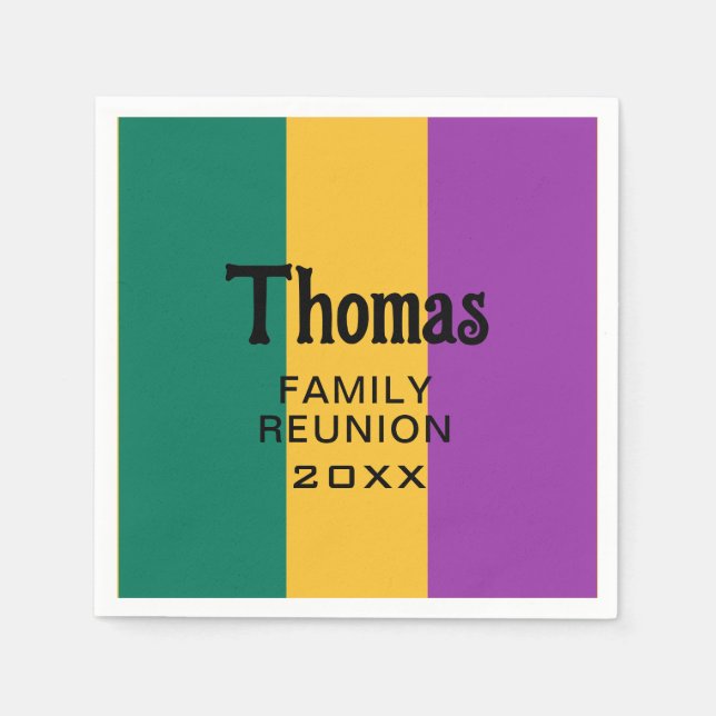 Custom Surname Name Reunion Napkin (Front)