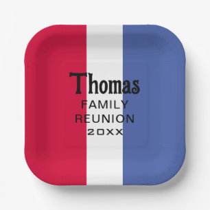 Custom Surname Name Reunion Paper Plate