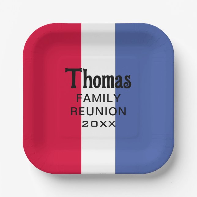 Custom Surname Name Reunion Paper Plate (Front)