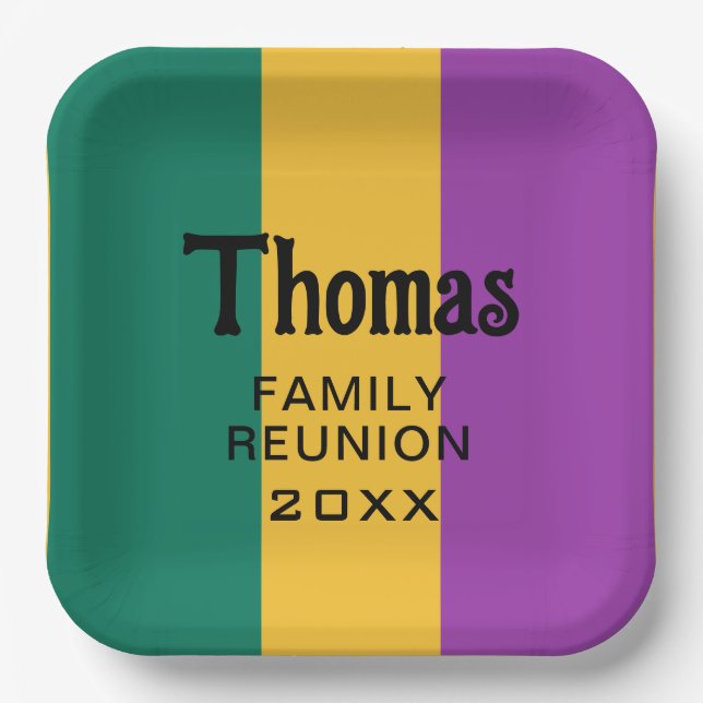 Custom Surname Name Reunion Paper Plate (Front)