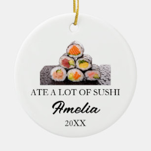 Custom Sushi Christmas, Funny Sushi Gifts Ceramic Ornament