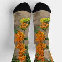 Custom Sustainable Premium Crew Sock orange flower
