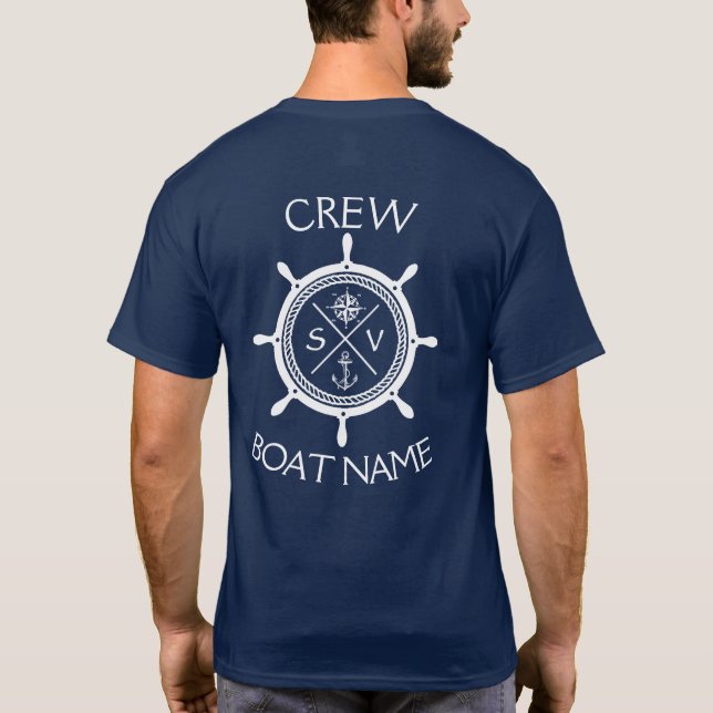 Custom SV Sailing Vessel Logo "Your Name Here" T-S T-Shirt (Back)